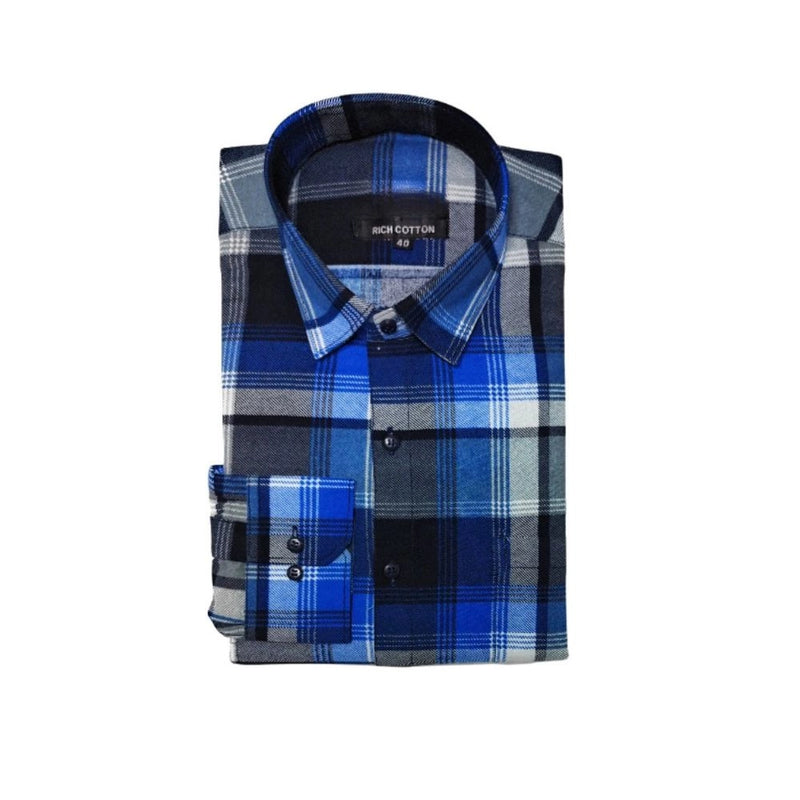 Mayawye Men's Cotton Lycra Full Sleeve Checked Casual Shirt (Blue)