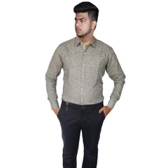 Mayawye Men's Cotton Lycra Full Sleeve Checked Casual Shirt (Grey)
