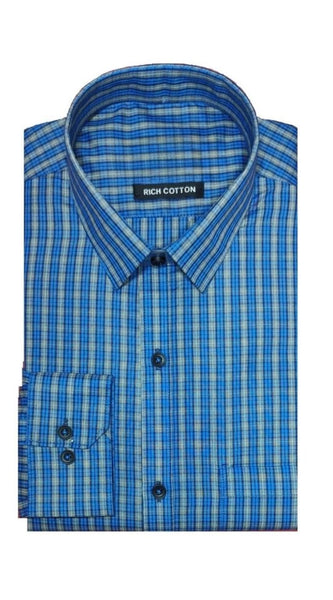 Mayawye Men's Cotton Lycra Full Sleeve Checked Casual Shirt (Turquoise)
