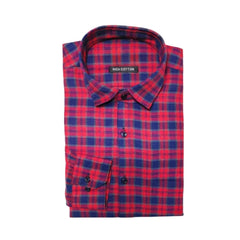 Mayawye Men's Cotton Lycra Full Sleeve Checked Casual Shirt (Red)