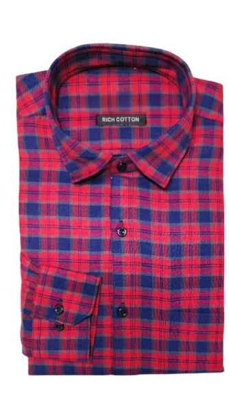Mayawye Men's Cotton Lycra Full Sleeve Checked Casual Shirt (Red)