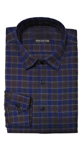 Mayawye Men's Cotton Lycra Full Sleeve Checked Casual Shirt (Brown)