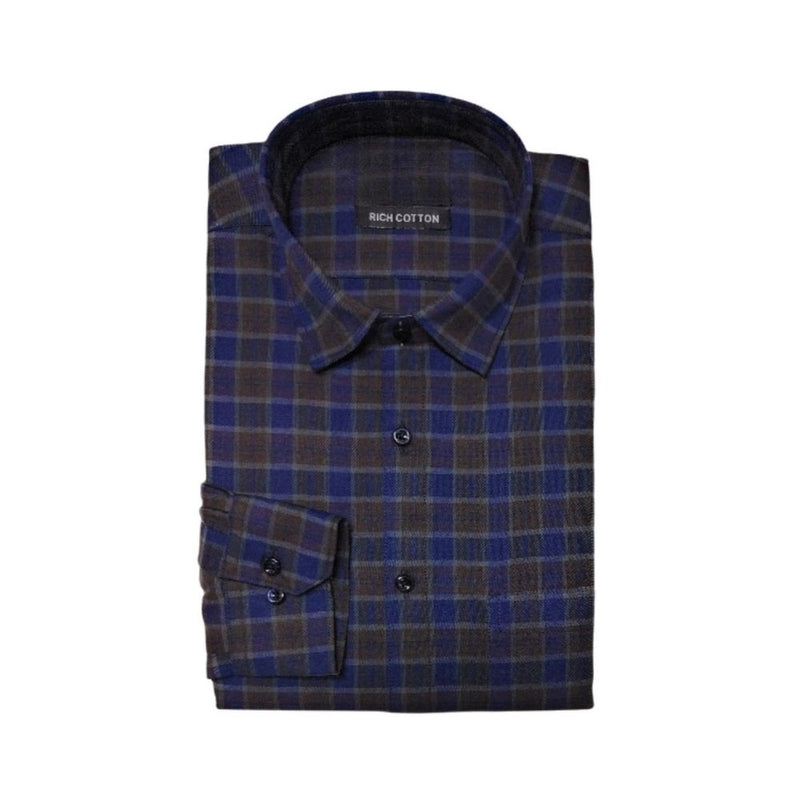 Mayawye Men's Cotton Lycra Full Sleeve Checked Casual Shirt (Brown)
