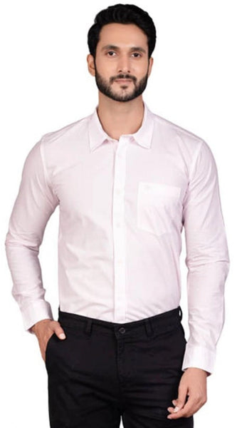 Mayawye Men's Casual Cotton Full Sleeve Solid Shirt (Pink)
