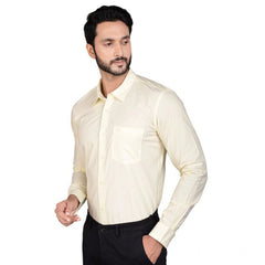 Mayawye Men's Casual Cotton Full Sleeve Solid Shirt (Lemon)