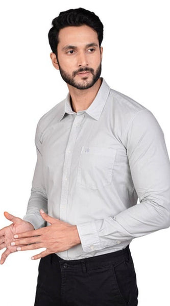 Mayawye Men's Casual Cotton Full Sleeve Solid Shirt (Grey)