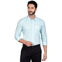 Mayawye Men's Casual Cotton Full Sleeve Solid Shirt (Turquoise)