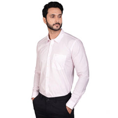 Mayawye Men's Casual Cotton Full Sleeve Solid Shirt (Pink)