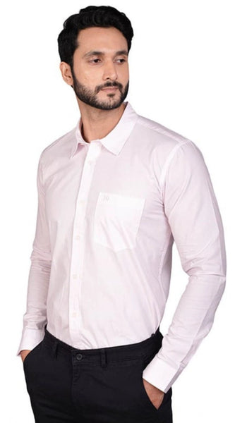 Mayawye Men's Casual Cotton Full Sleeve Solid Shirt (Pink)