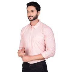 Mayawye Men's Casual Cotton Full Sleeve Solid Shirt (Peach)