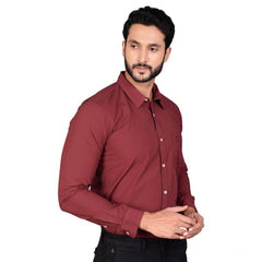 Mayawye Men's Casual Cotton Full Sleeve Solid Shirt (Maroon)