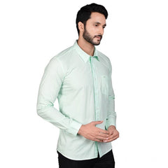 Mayawye Men's Casual Cotton Full Sleeve Solid Shirt (Sea Green)
