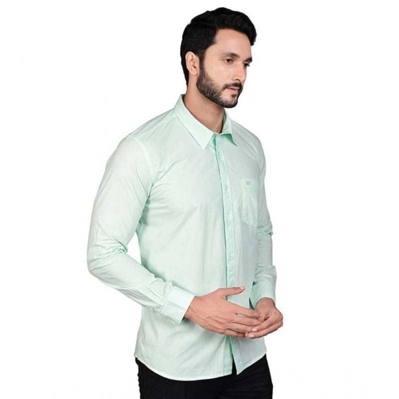 Mayawye Men's Casual Cotton Full Sleeve Solid Shirt (Sea Green)
