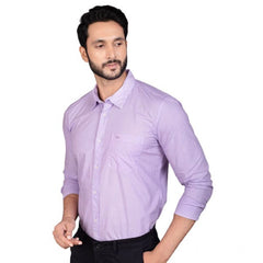 Mayawye Men's Casual Cotton Full Sleeve Solid Shirt (Purple)