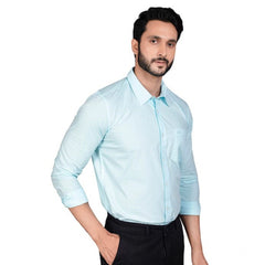 Mayawye Men's Casual Cotton Full Sleeve Solid Shirt (Turquoise)
