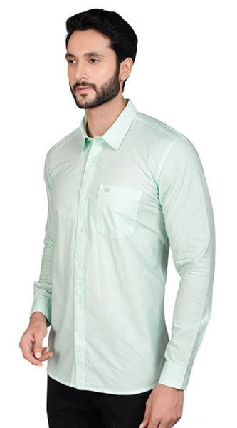 Mayawye Men's Casual Cotton Full Sleeve Solid Shirt (Sea Green)