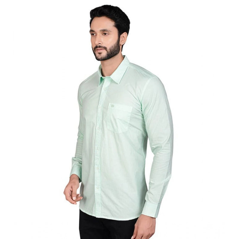Mayawye Men's Casual Cotton Full Sleeve Solid Shirt (Sea Green)