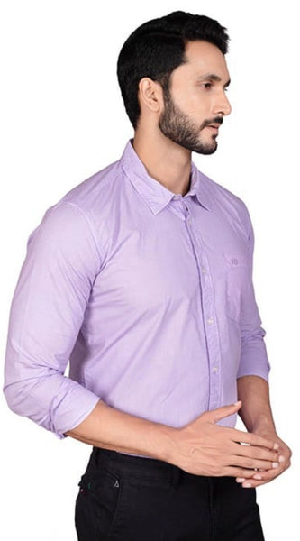 Mayawye Men's Casual Cotton Full Sleeve Solid Shirt (Purple)