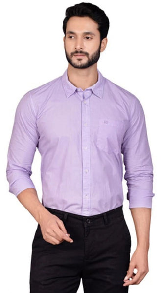 Mayawye Men's Casual Cotton Full Sleeve Solid Shirt (Purple)