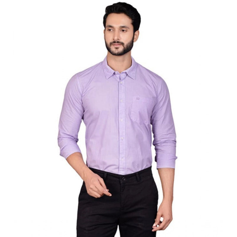 Mayawye Men's Casual Cotton Full Sleeve Solid Shirt (Purple)