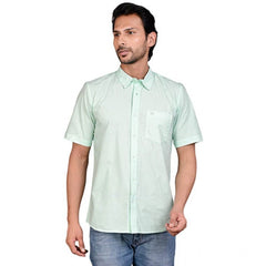 Mayawye Men's Casual Cotton Half Sleeve Solid Shirt (Sea Green)