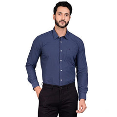 Mayawye Men's Casual Cotton Full Sleeve Solid Shirt (Navy)