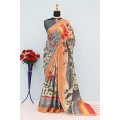 Mayawye Women's Mysore Silk  Digital Print Saree With Unstitched Blouse 5.5Mtr (Multicolor)