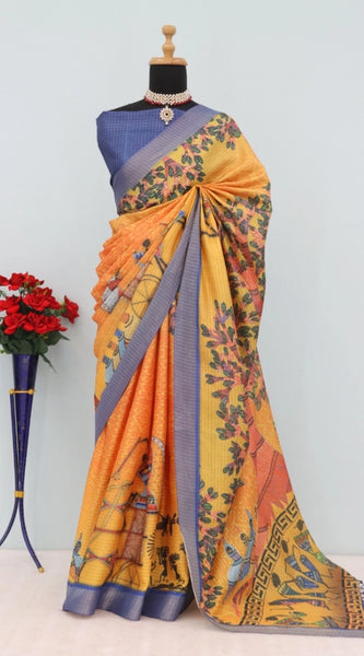 Mayawye Women's Mysore Silk  Digital Print Saree With Unstitched Blouse 5.5Mtr (Multicolor)