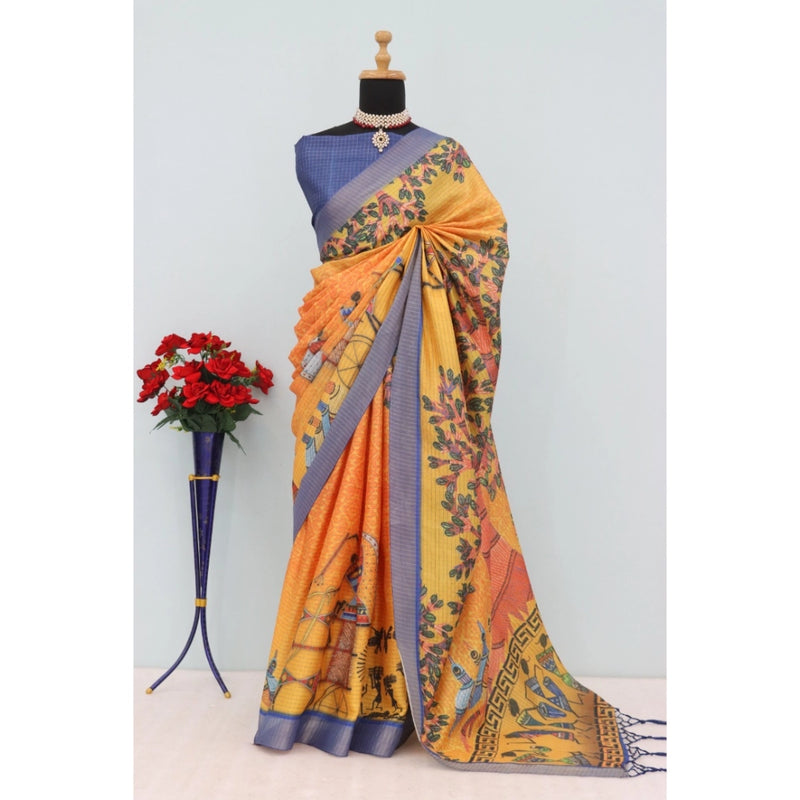 Mayawye Women's Mysore Silk  Digital Print Saree With Unstitched Blouse 5.5Mtr (Multicolor)