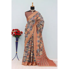 Mayawye Women's Mysore Silk  Digital Print Saree With Unstitched Blouse 5.5Mtr (Brown)