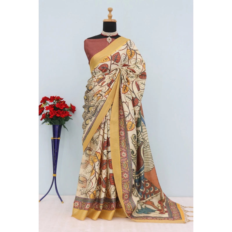 Mayawye Women's Mysore Silk  Digital Print Saree With Unstitched Blouse 5.5Mtr (Multicolor)