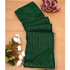 Mayawye Women's Vichitra Silk Striped Saree With Unstitched Blouse 5.5Mtr (Green)