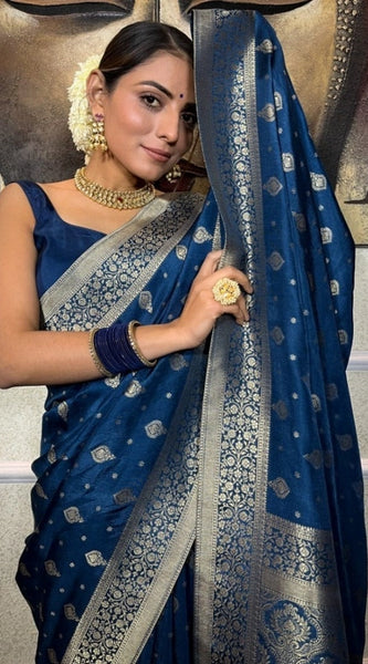 Mayawye Women's Silk Printed Saree With Unstitched Blouse 5.5Mtr (Rama)