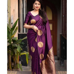 Mayawye Women's Silk Printed Saree With Unstitched Blouse 5.5Mtr (Wine)