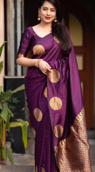 Mayawye Women's Silk Printed Saree With Unstitched Blouse 5.5Mtr (Wine)