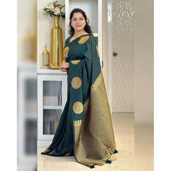 Mayawye Women's Silk Printed Saree With Unstitched Blouse 5.5Mtr (Green)