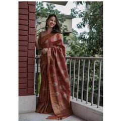 Mayawye Women's Silk Printed Saree With Unstitched Blouse 5.5Mtr (Maroon)