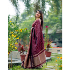 Mayawye Women's Silk Printed Saree With Unstitched Blouse 5.5Mtr (Maroon)