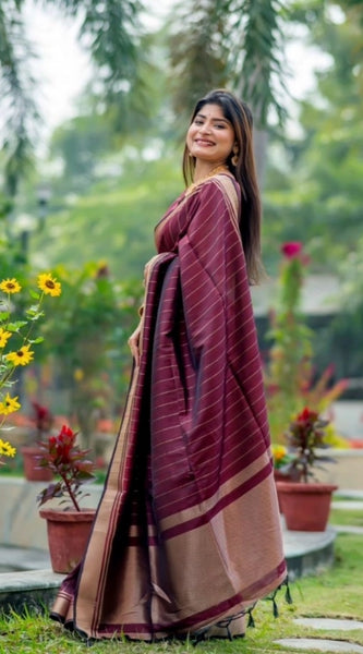 Mayawye Women's Silk Printed Saree With Unstitched Blouse 5.5Mtr (Maroon)