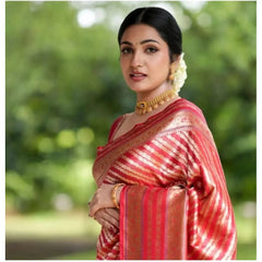 Mayawye Women's Silk Printed Saree With Unstitched Blouse 5.5Mtr (Pink)