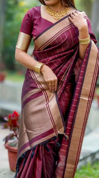 Mayawye Women's Silk Printed Saree With Unstitched Blouse 5.5Mtr (Maroon)