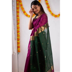 Mayawye Women's Cotton  Printed Saree With Unstitched Blouse 5.5Mtr (Wine)