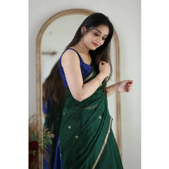 Mayawye Women's Cotton  Printed Saree With Unstitched Blouse 5.5Mtr (Green)