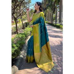 Mayawye Women's Silk Printed Saree With Unstitched Blouse 5.5Mtr (Rama)