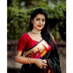 Mayawye Women's Silk Printed Saree With Unstitched Blouse 5.5Mtr (Multicolor)