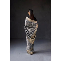 Mayawye Women's Silk Printed Saree With Unstitched Blouse 5.5Mtr (Grey)