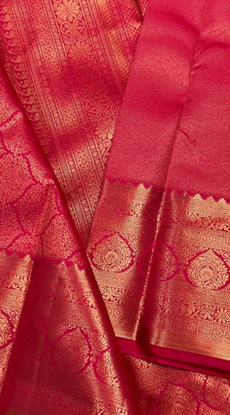 Mayawye Women's Silk Printed Saree With Unstitched Blouse 5.5Mtr (Rani Pink)