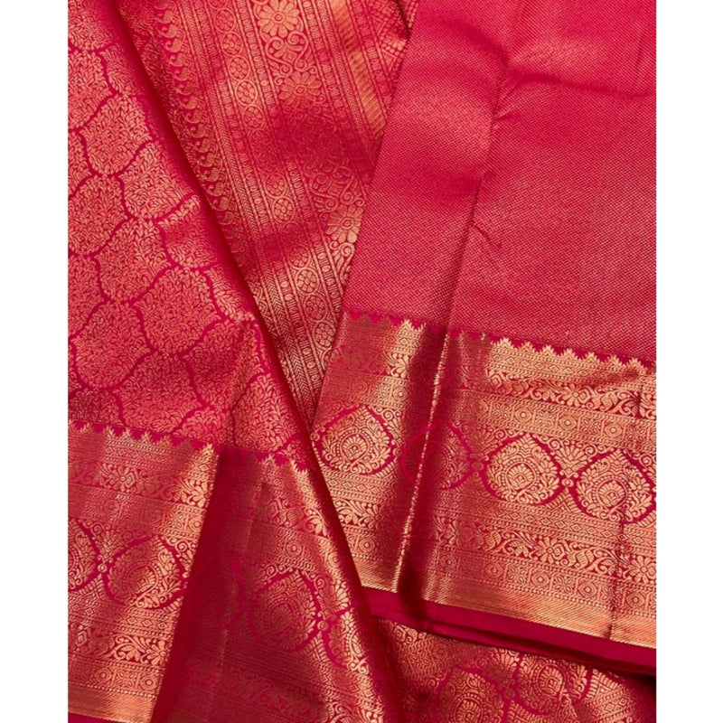 Mayawye Women's Silk Printed Saree With Unstitched Blouse 5.5Mtr (Rani Pink)