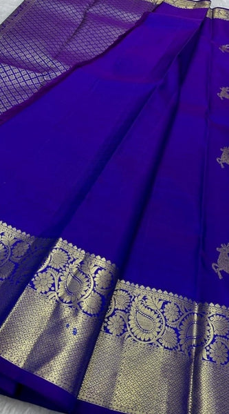 Mayawye Women's Silk Printed Saree With Unstitched Blouse 5.5Mtr (Royal Blue)