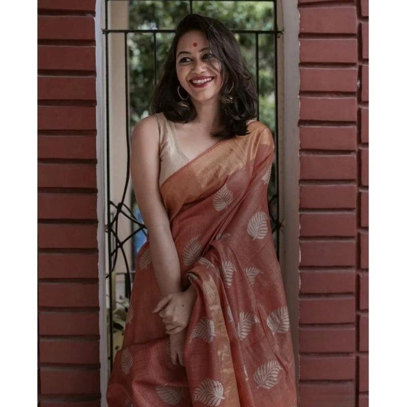 Mayawye Women's Silk Printed Saree With Unstitched Blouse 5.5Mtr (Maroon)